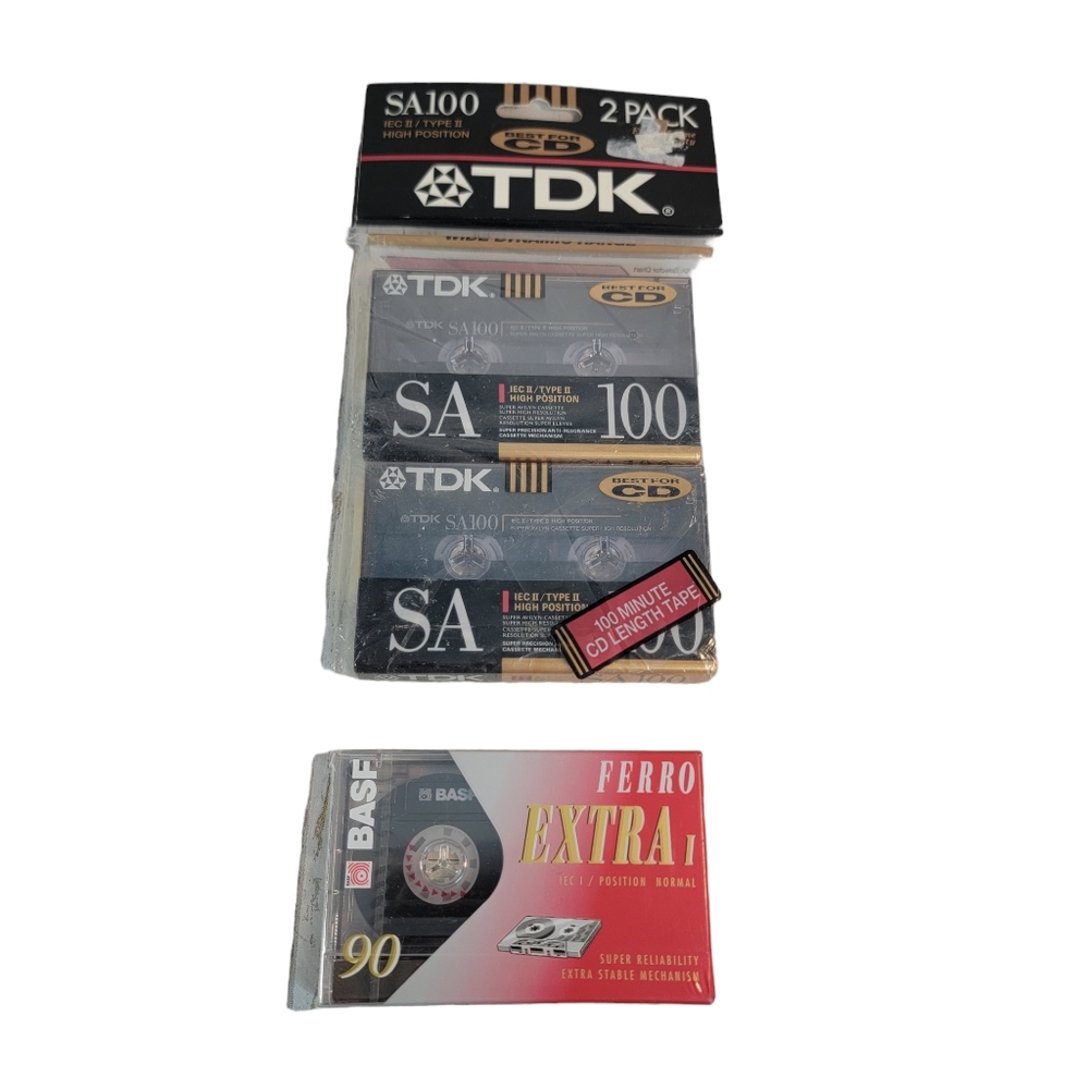 TDK SA100 100 Min 2 Pac NIP With Bonus Basf Extra1 NIP 90 Min